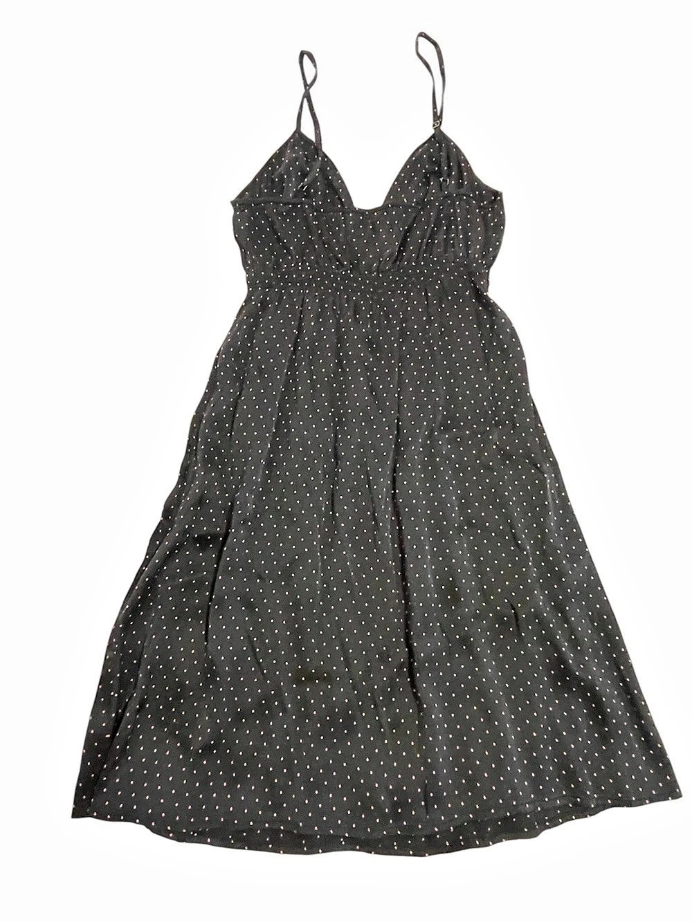 Express Design Studio XS Black Pink Polka Dot Spaghetti Strap Midi Dress